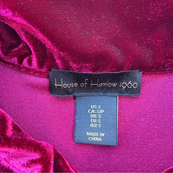 HOUSE OF HARLOW 1960 RED VELVET RUCHED FRONT DRESS DARK ROMANTIC WIMSIGOTH - Picture 7 of 14